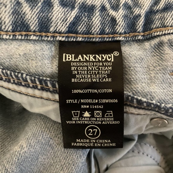 NEW BLANKNYC WOMENS BLUE FLAT FRONT CURVED INSET POCKET DENIM MINI SKIRT SIZE 27 - Picture 7 of 10